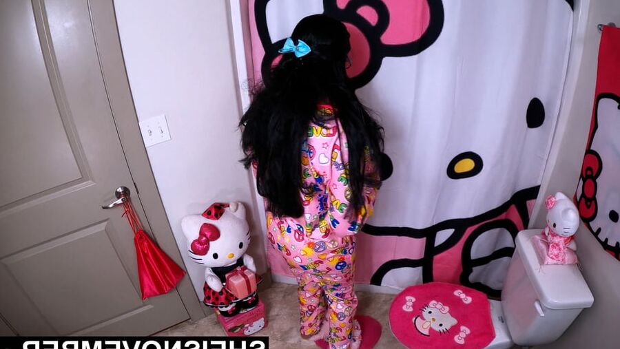 k Adorable Black Teen Sheisnovember in Pajamas Flashing