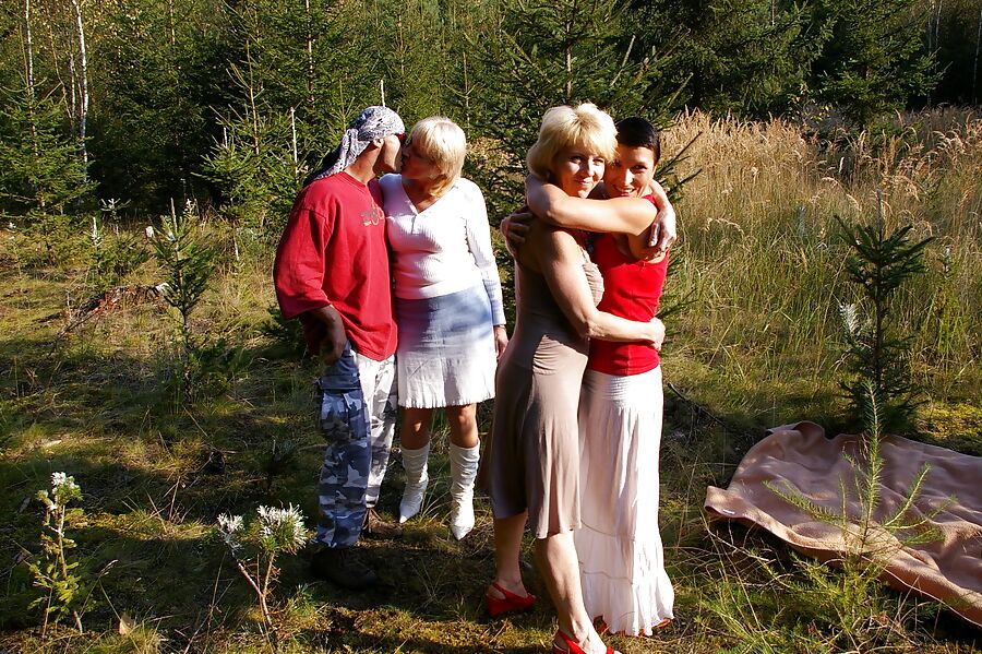 Three grannies fucked by lucky son outdoor PART