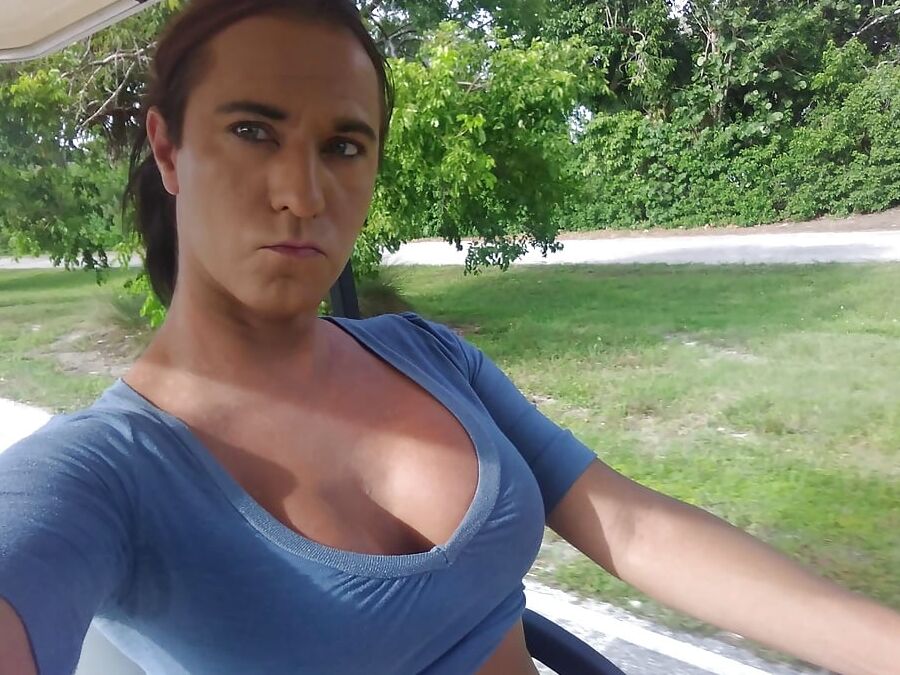 Riding around in a golf cart