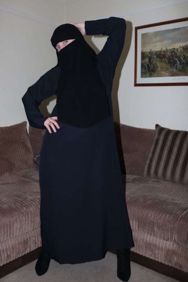 Wife in Burqa Niqab Stockings and Suspenders