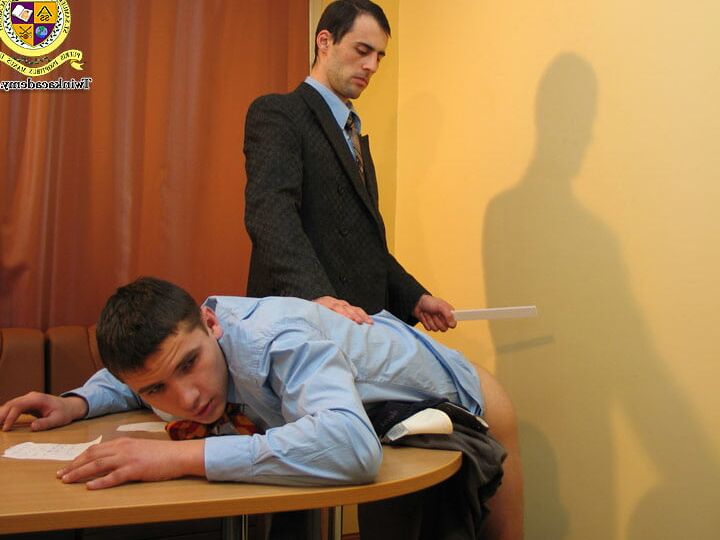 Marty gets spanked in detention by the headmaster