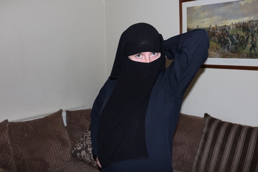 Wife in Burqa Niqab Stockings and Suspenders