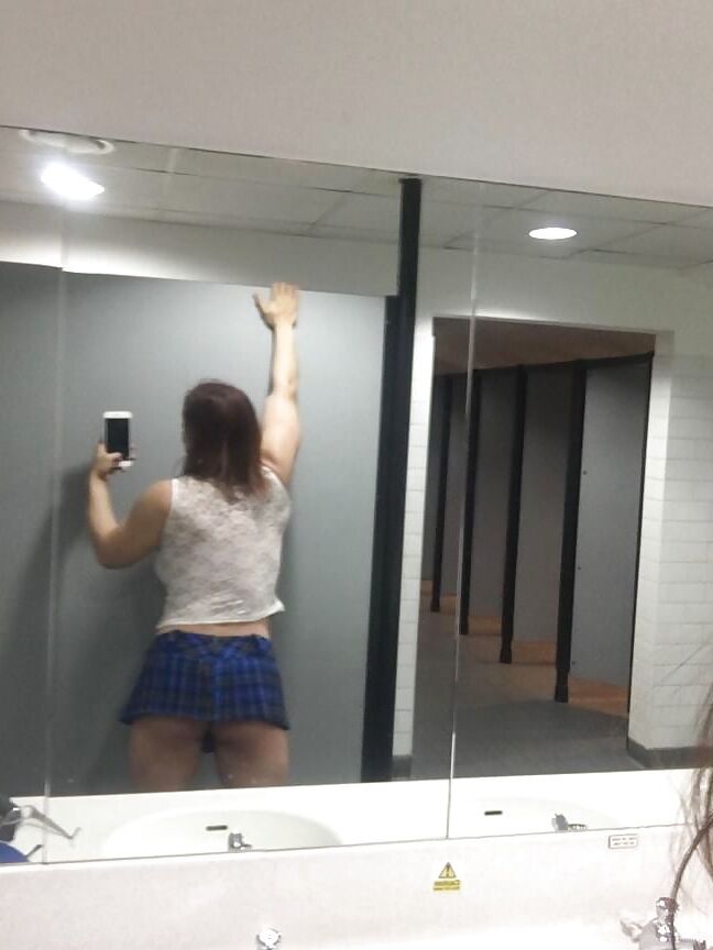 Showing off my big ass and tits in public bathroom Tabbyanne
