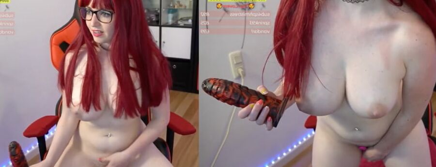 Red head alien dildo and big boobs