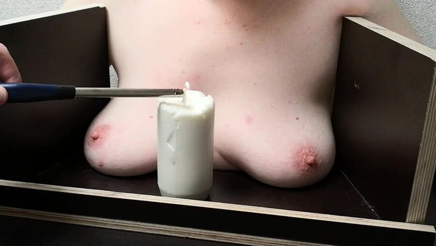 The tit torture device - extrem hot candle wax Part