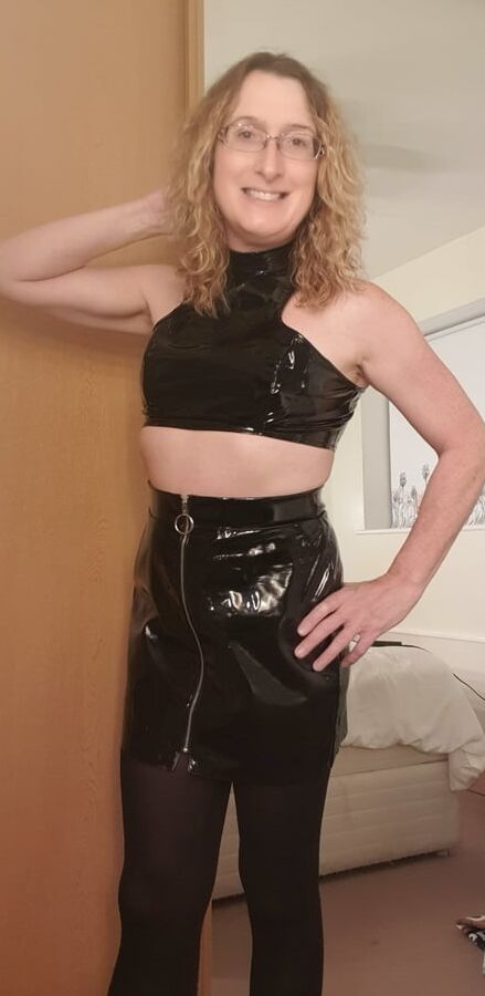 Black PVC with Doxy Wand on Post-Op Tranny Pussy