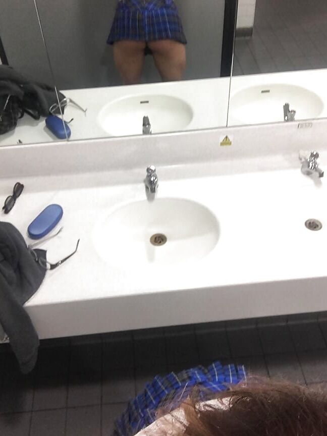 Showing off my big ass and tits in public bathroom Tabbyanne