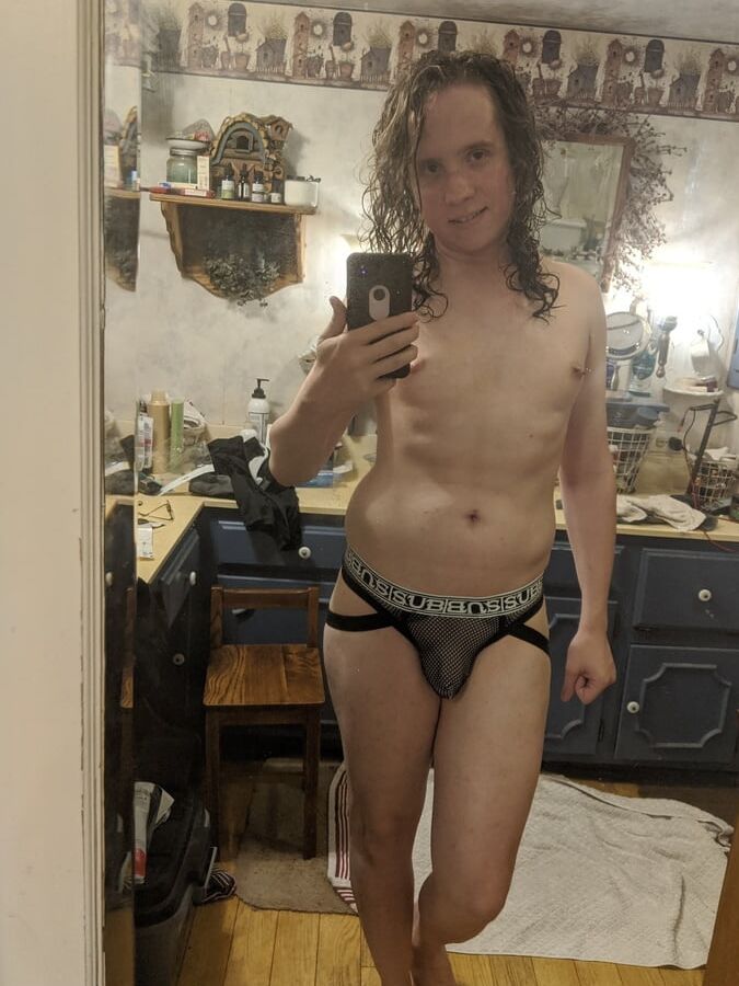 Twink Sub Slut in Mesh Underwear