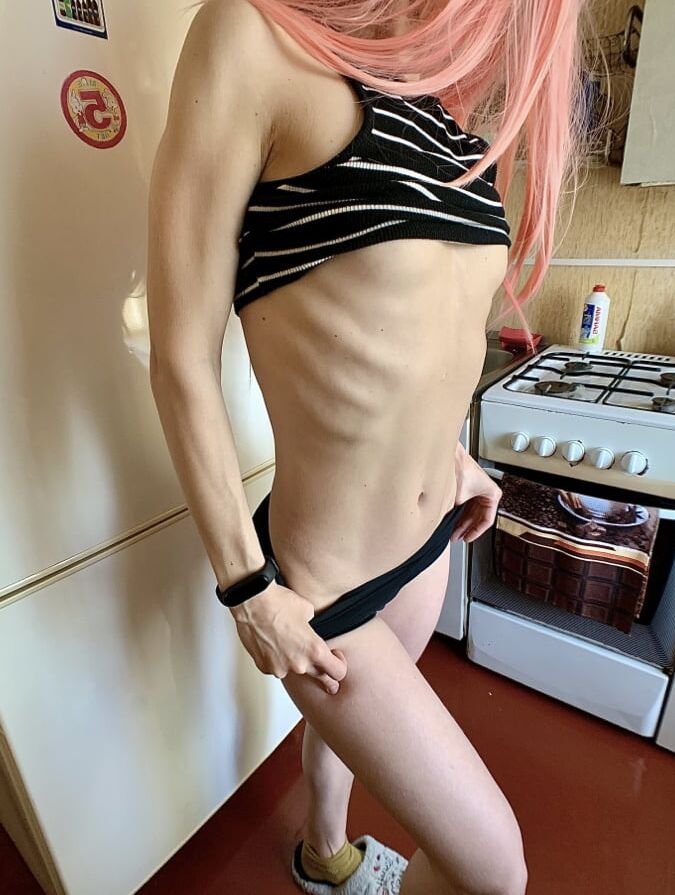 Fucked herself in the kitchen