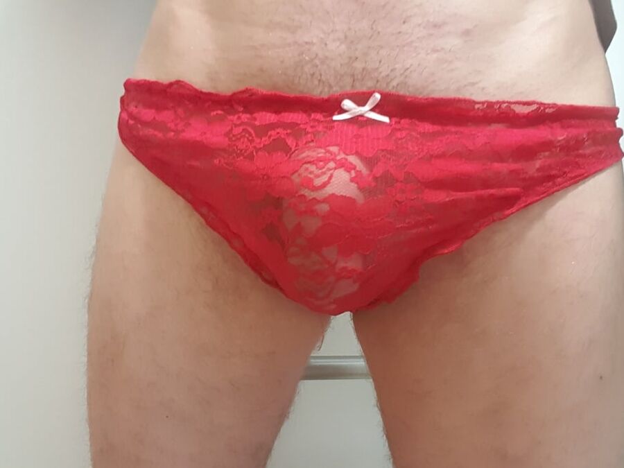 Me in playing with wife&;s panties