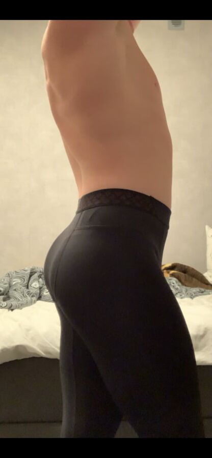 Sissy slut poses in some yoga pants
