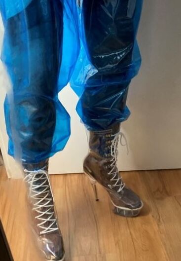 Blue Transparent PVC and Clear PVC Boots