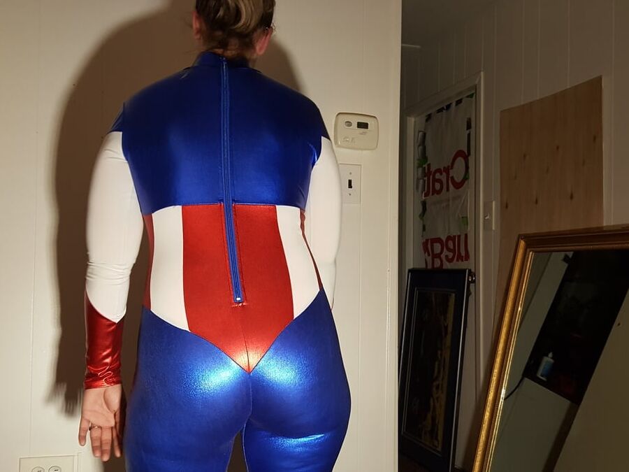 Lexi In A Shiny Spandex Superhero Costume