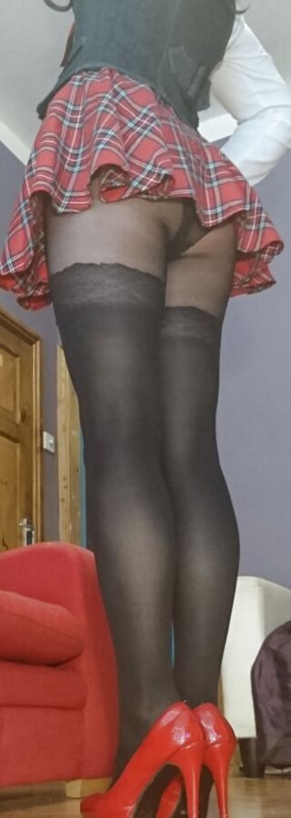 Marie crossdresser in fashion pantyhose with stocking print