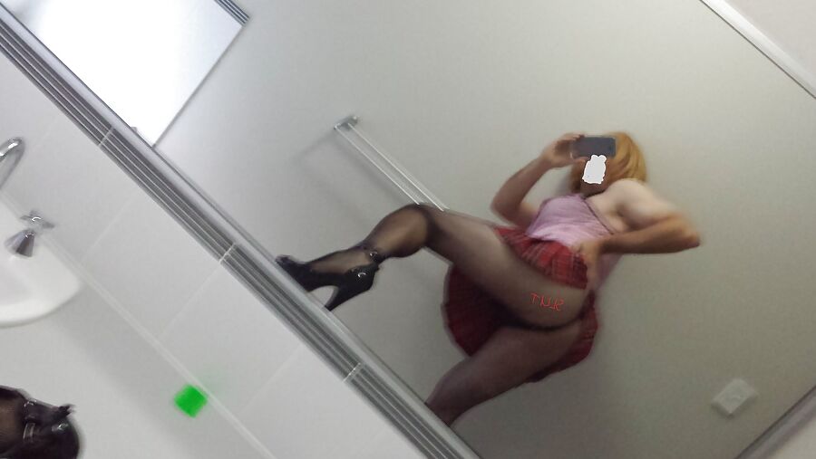 Beautiful White Sissy CD Trap Posing With Mirror