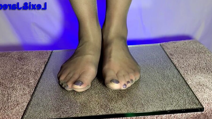 Girlfriends Little Feet in Nylon Stockings Painted Toes Feti