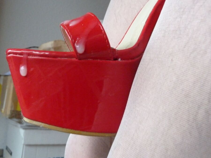 jerking for jessy on red platform heels