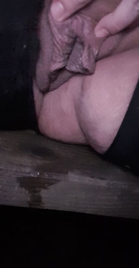 Fat pussy Outdoor fun with dildo