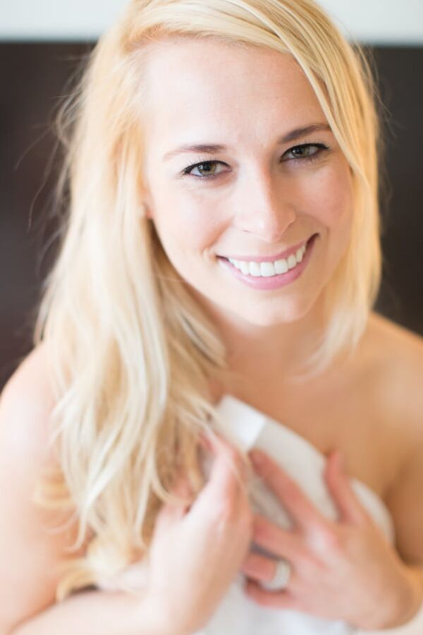 stunning blonde MILF bride