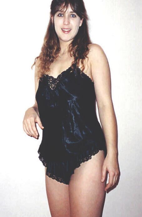 Crystal in and out of her black silk PJ&;s