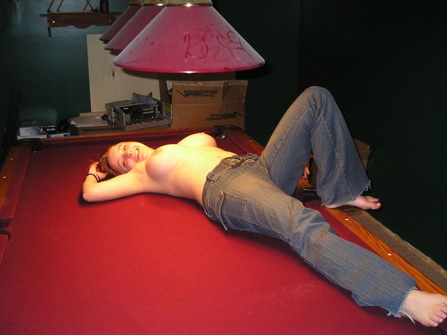 Big tits on pool table