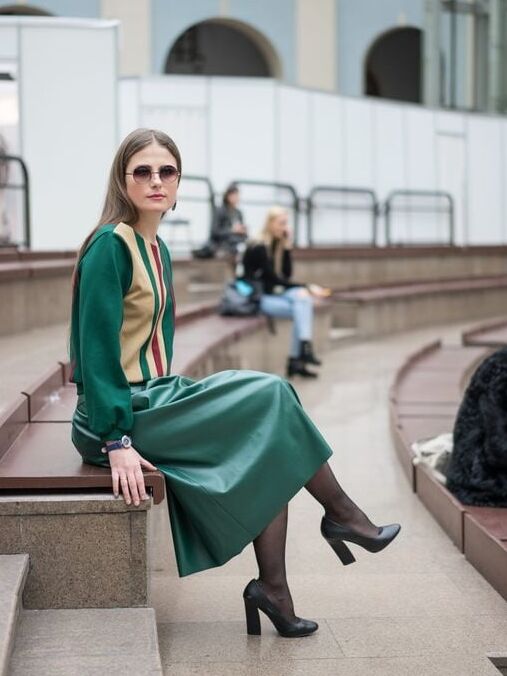 Green Leather Skirt - by Redbull
