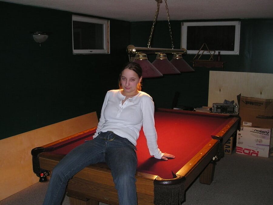 Big tits on pool table
