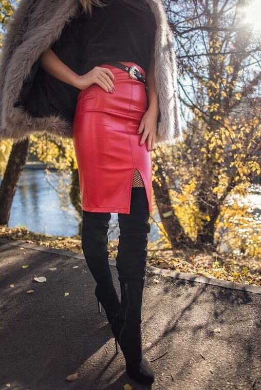 Red Leather Skirt - By Redbull