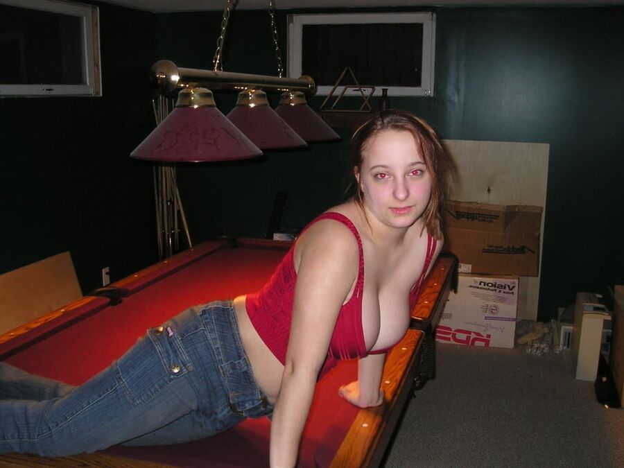 Big tits on pool table