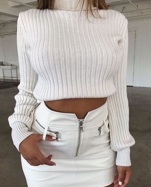 White Leather Skirt - by Redbull