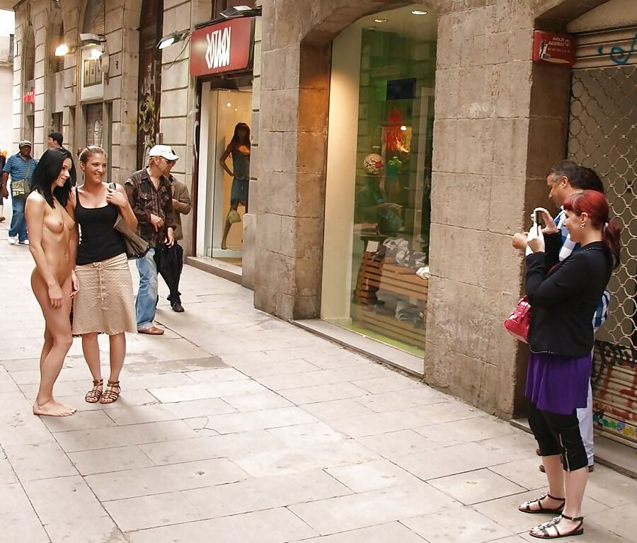 Naughty girl naked in public