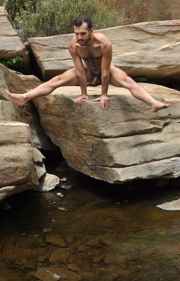 Harmony between the naked man and the mountain and the