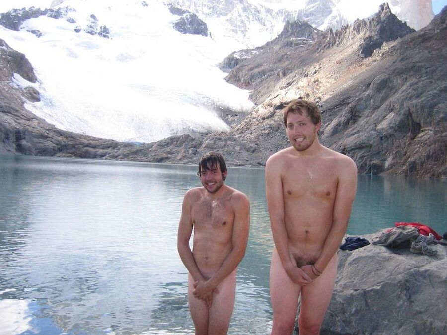 Harmony between the naked man and the mountain and the