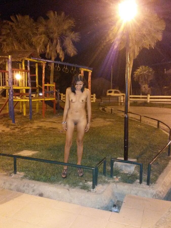 Latina Wife naked in Public