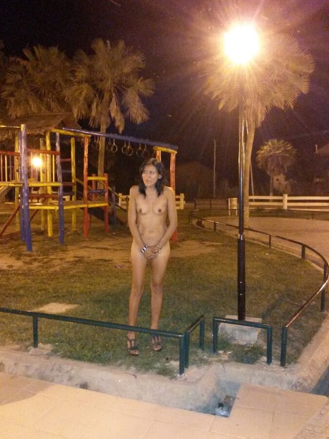 Latina Wife naked in Public