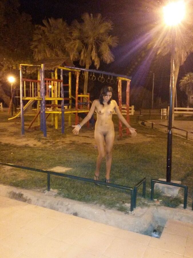 Latina Wife naked in Public