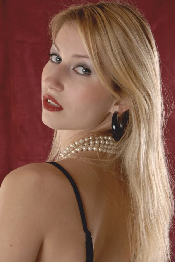 Blonde in BlackLingerie .