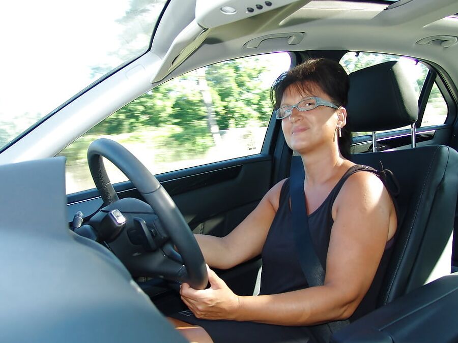 Amateur In Glasses Flashes In Car