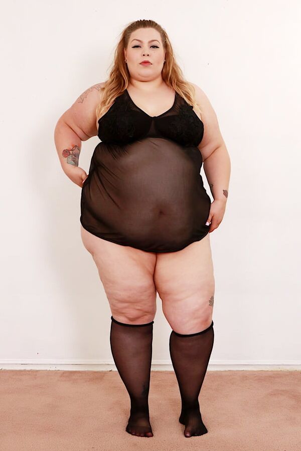 Huge bellied young redhead BabydollBBW gets stuffed