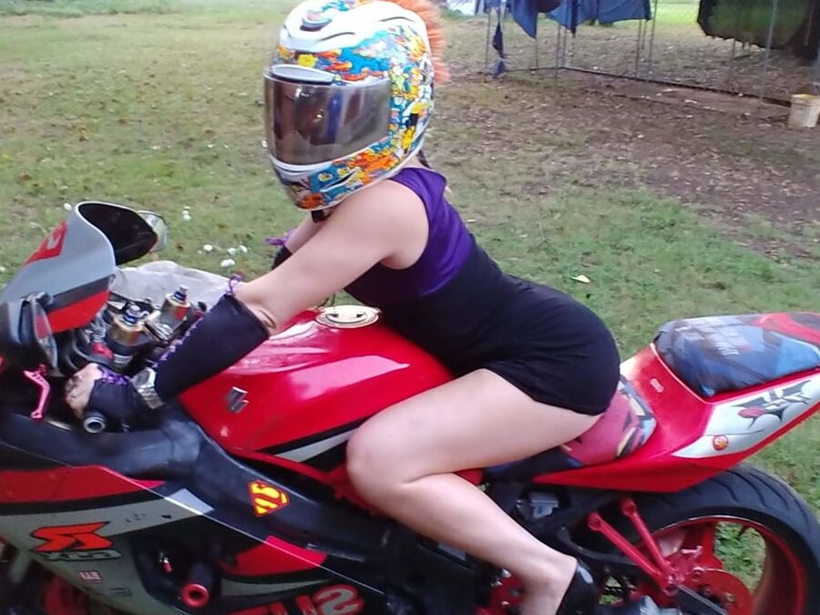 Sexy girl poseing on my bike