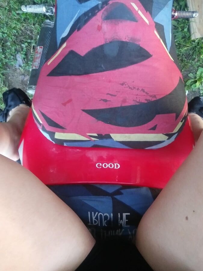 Sexy girl poseing on my bike