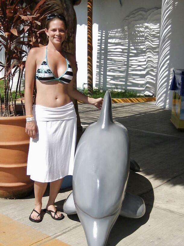 Big Fake Tit Honeymoon MILF Sucks Cock And Enjoys The Beach