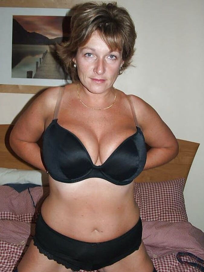 Big tits blonde milf in lingerie