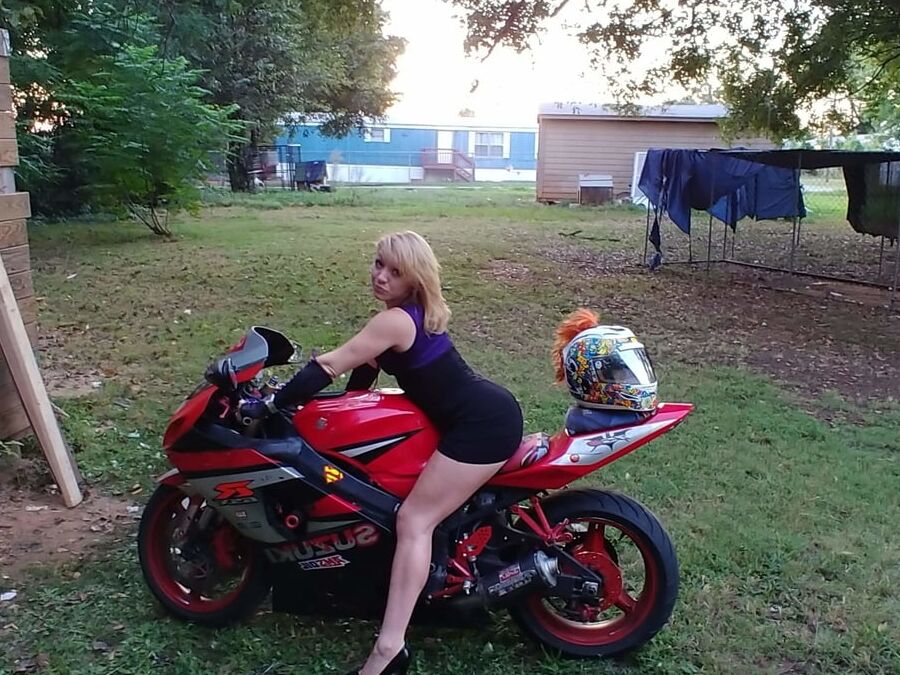 Sexy girl poseing on my bike