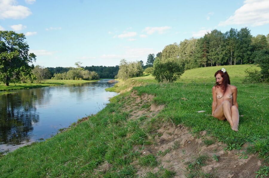 Nude on the beach Derzha-river