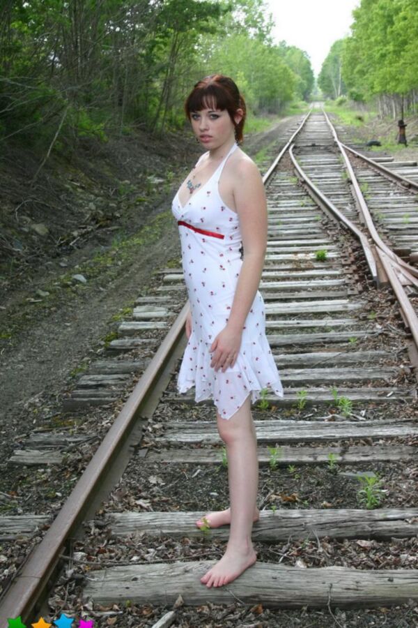 Lola Ash naked public at the train tracks