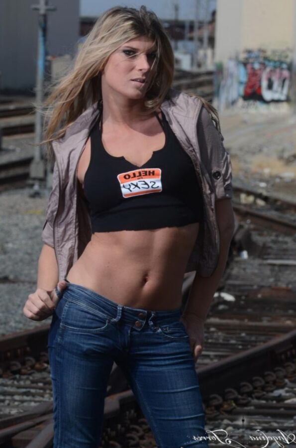 Lola Ash naked public at the train tracks