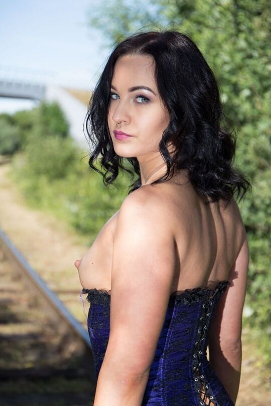 Lola Ash naked public at the train tracks
