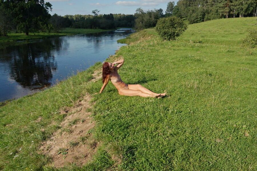 Nude on the beach Derzha-river