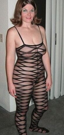 patterned black bodystocking matures and amateurs